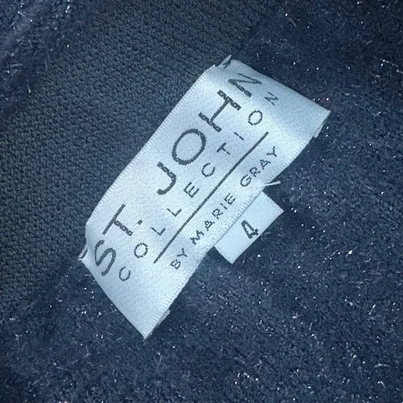St John Collection Marie Gray Black Metallic Sparkle Knit Skirt Size 4 Vintage - Picture 6 of 6